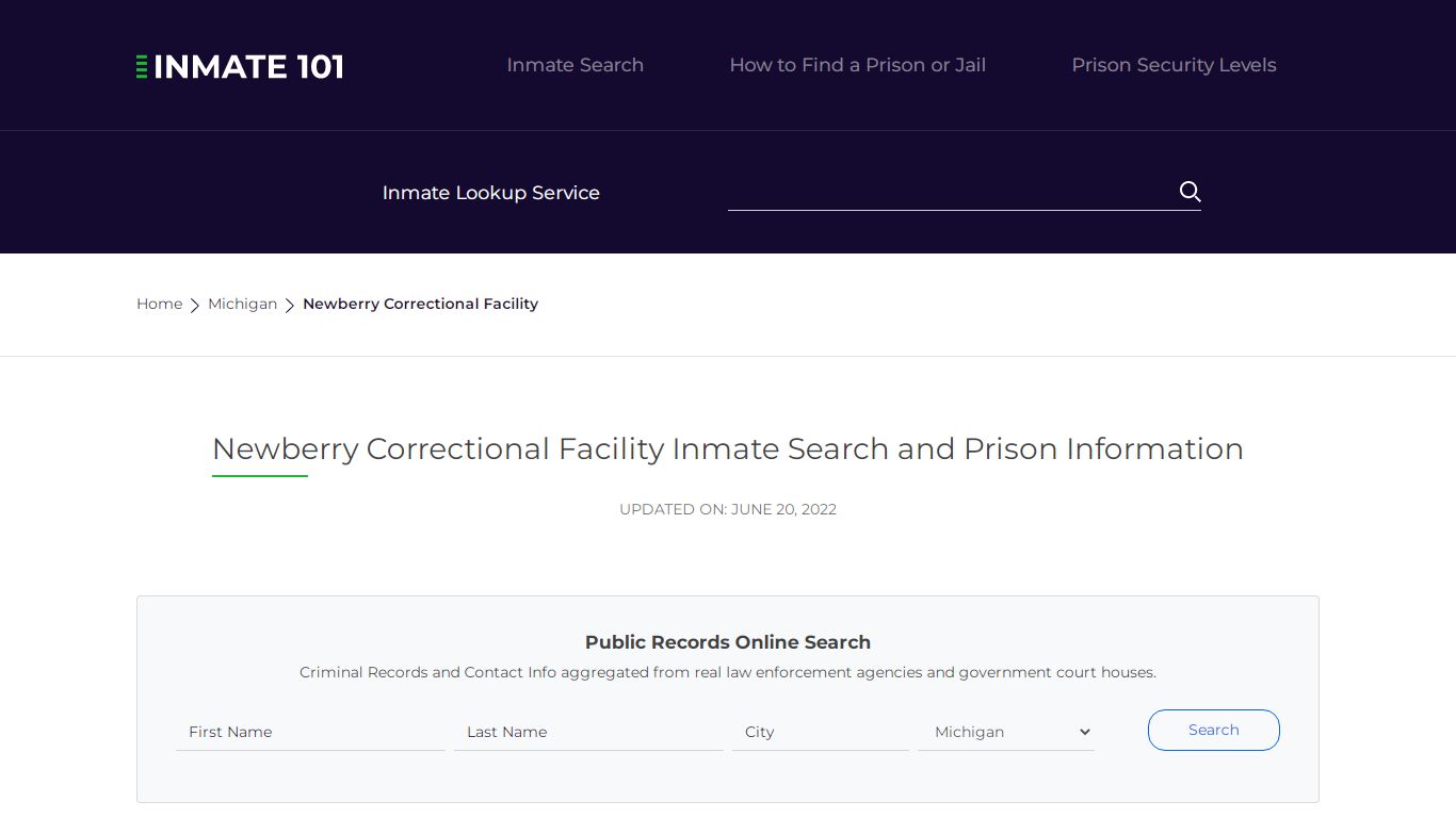 Newberry Correctional Facility Inmate Search, Visitation ...