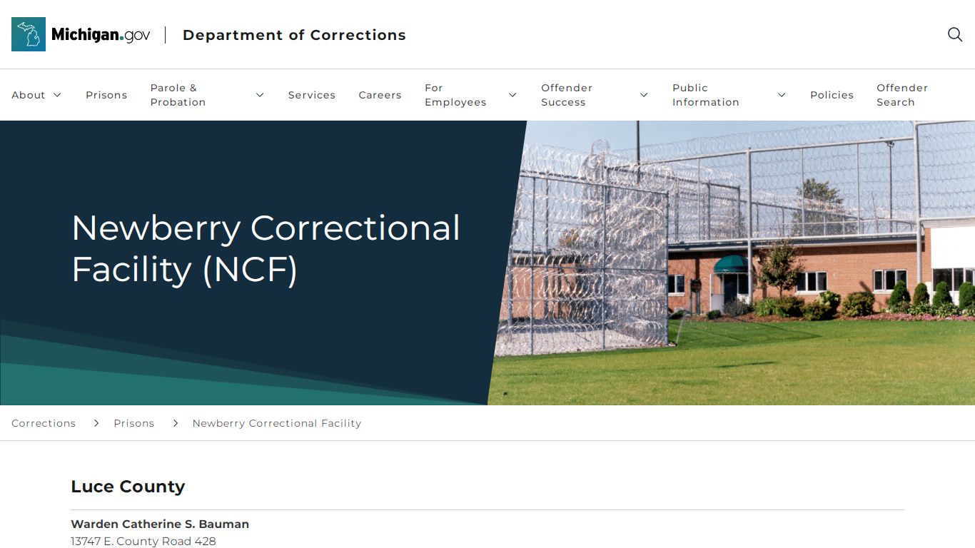 CORRECTIONS - Newberry Correctional Facility (NCF)